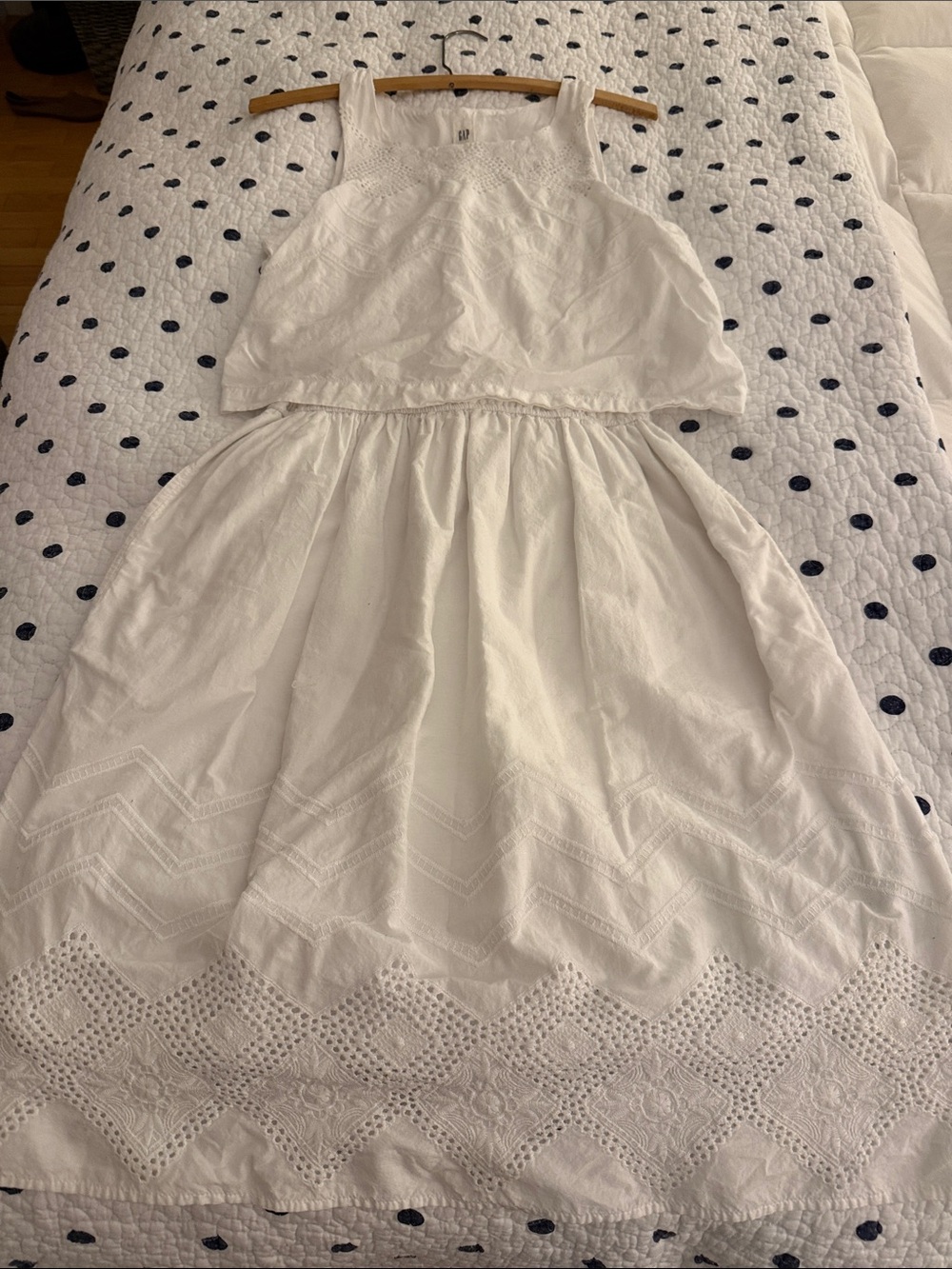 GAP White Sleeveless Eyelet Cotton Dress small tall